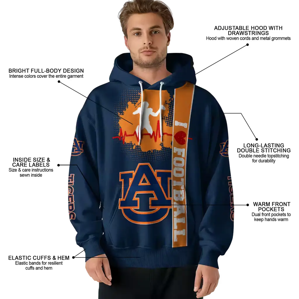 auburn tigers football heartbeat navy blue hoodie latest model auburn tigers football heartbeat navy blue hoodie latest model