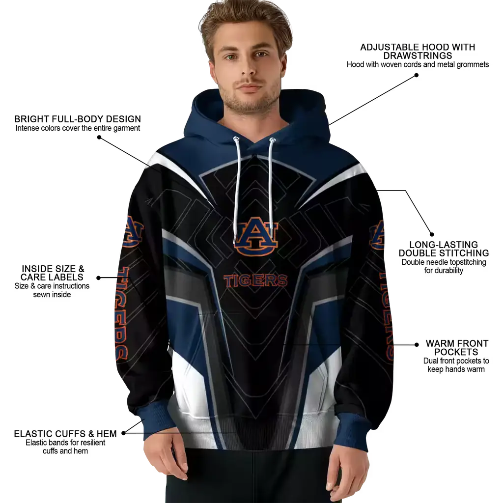 auburn tigers futuristic pattern navy blue black hoodie latest model auburn tigers futuristic pattern navy blue black hoodie latest model