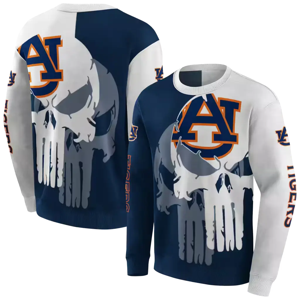 auburn tigers graphic punisher navy blue white hoodie premium grade auburn tigers graphic punisher navy blue white hoodie premium grade
