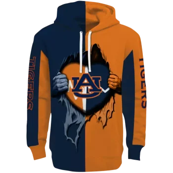 auburn tigers heartbeat graphic navy blue hoodie best selling