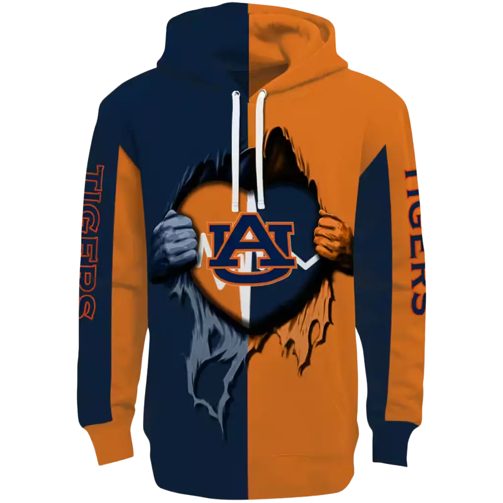 auburn tigers heartbeat graphic navy blue hoodie best selling auburn tigers heartbeat graphic navy blue hoodie best selling