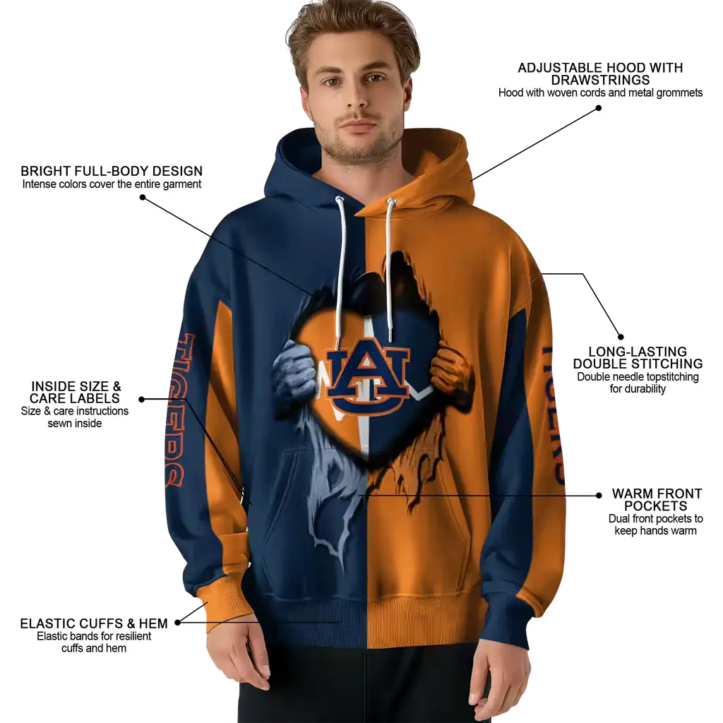 auburn tigers heartbeat graphic navy blue hoodie latest model auburn tigers heartbeat graphic navy blue hoodie latest model