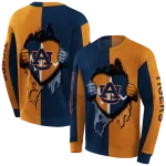 auburn tigers heartbeat graphic navy blue hoodie best selling