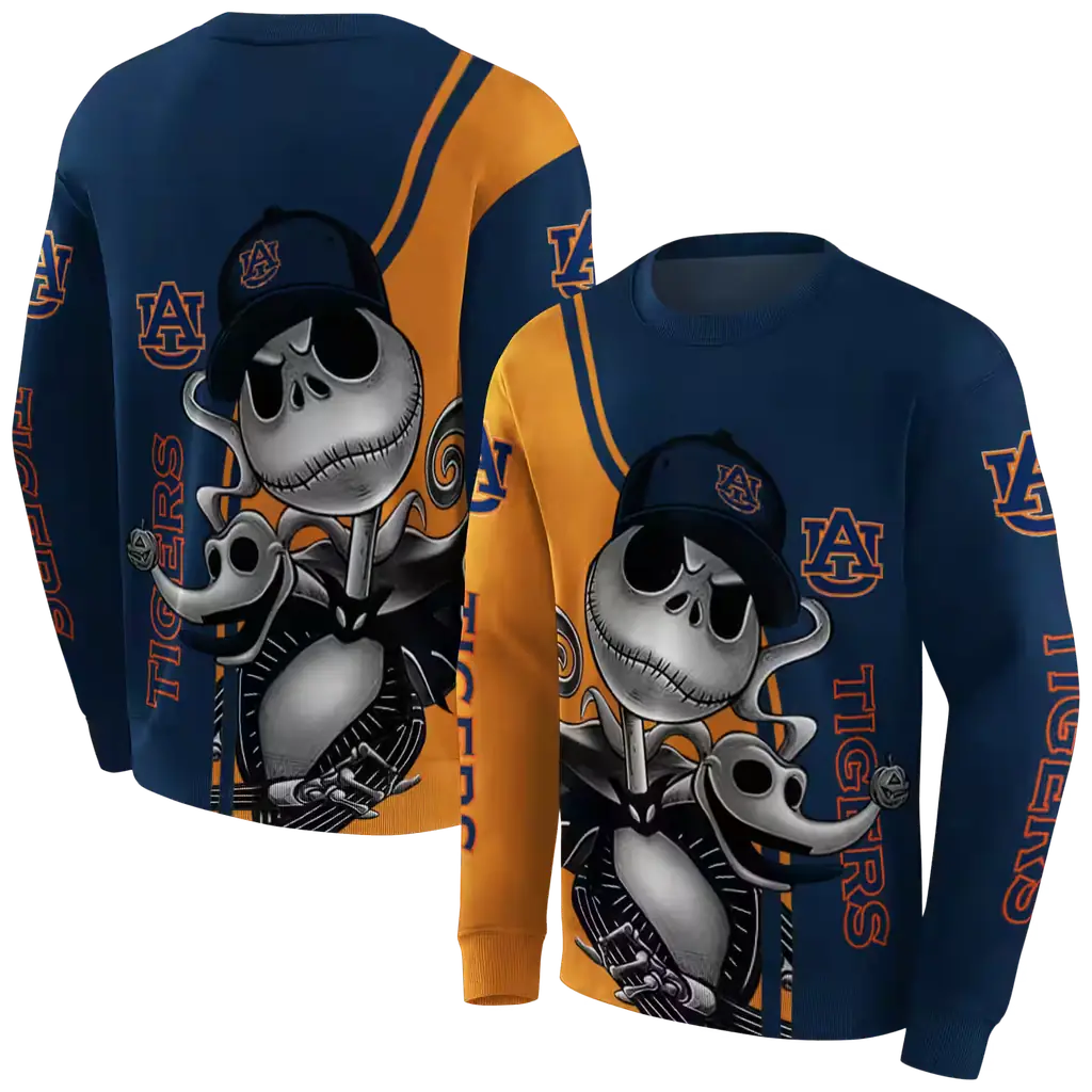 auburn tigers jack skellington navy blue hoodie premium grade auburn tigers jack skellington navy blue hoodie premium grade