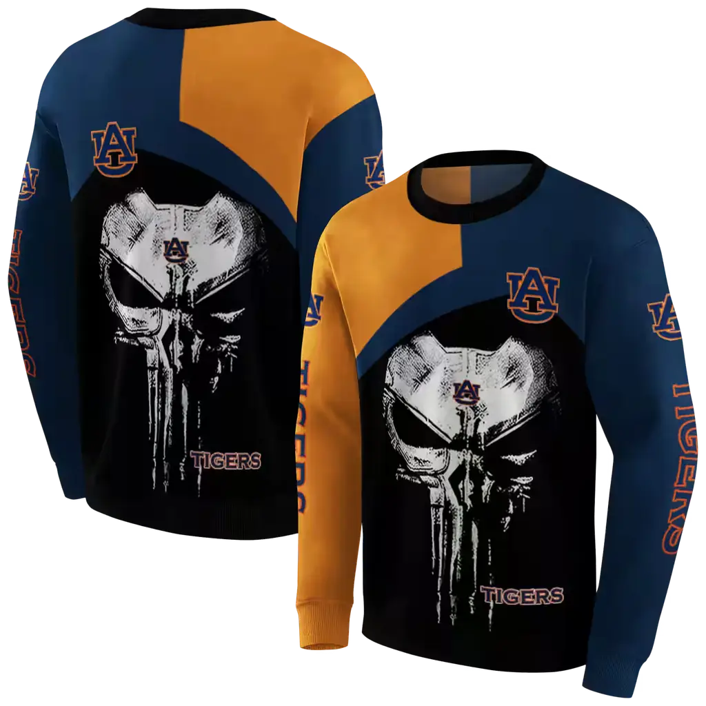 auburn tigers skull punisher orange black hoodie premium grade auburn tigers skull punisher orange black hoodie premium grade