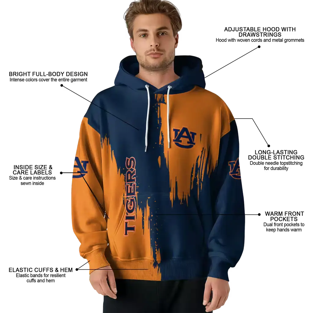 auburn tigers splatter effect navy blue hoodie latest model auburn tigers splatter effect navy blue hoodie latest model