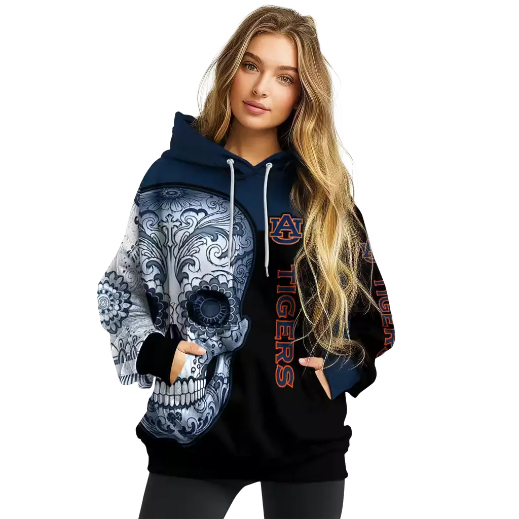 auburn tigers sugar skull navy blue black hoodie high quality auburn tigers sugar skull navy blue black hoodie high quality
