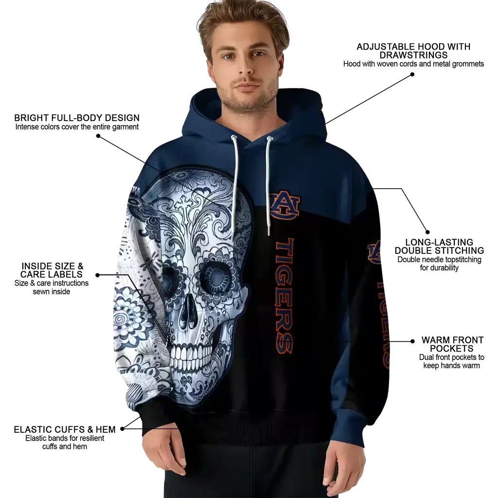 auburn tigers sugar skull navy blue black hoodie latest model auburn tigers sugar skull navy blue black hoodie latest model