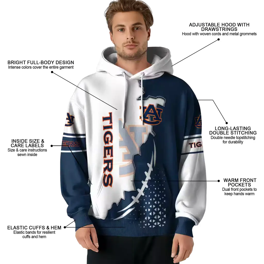 auburn tigers triangular pattern navy blue white hoodie latest model auburn tigers triangular pattern navy blue white hoodie latest model
