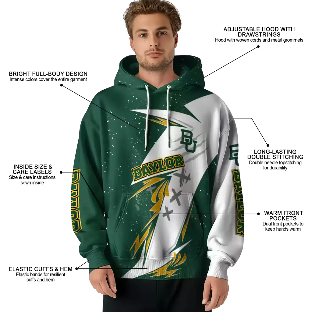 baylor bears dynamic slash green white hoodie latest model baylor bears dynamic slash green white hoodie latest model
