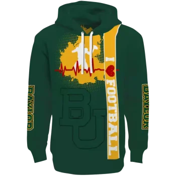 baylor bears football heartbeat green hoodie best selling