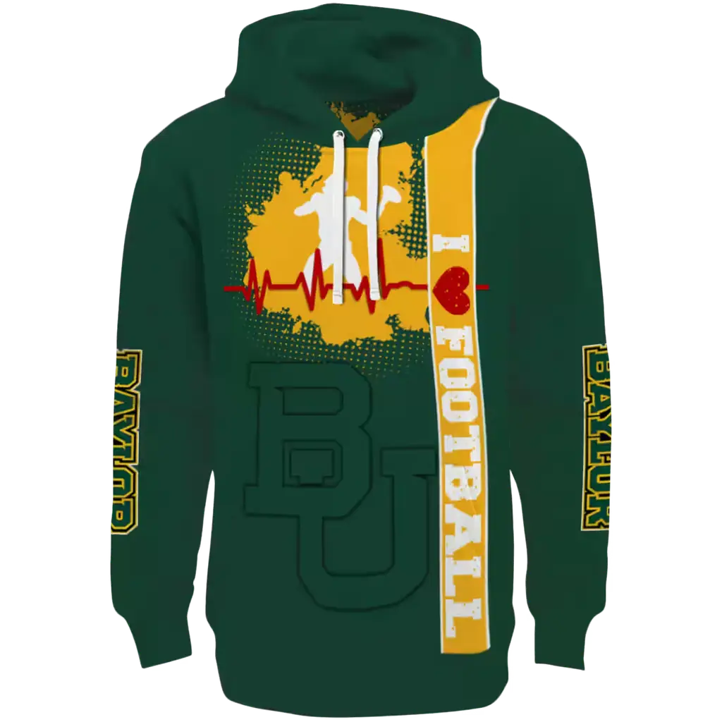 baylor bears football heartbeat green hoodie best selling baylor bears football heartbeat green hoodie best selling