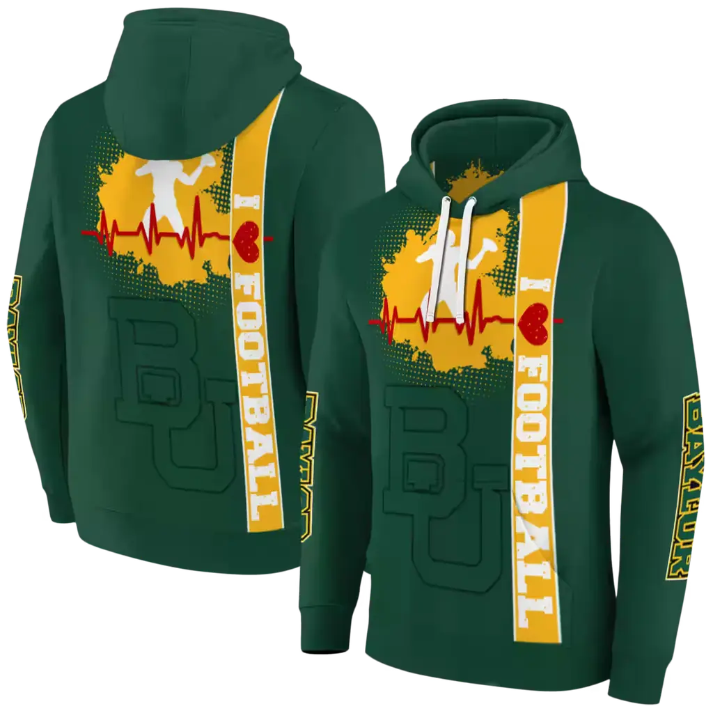 baylor bears football heartbeat green hoodie fashion forward baylor bears football heartbeat green hoodie fashion forward