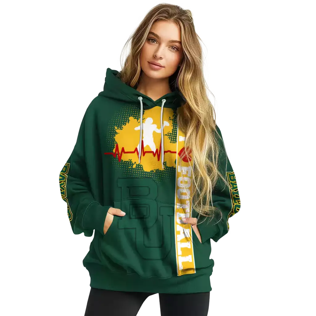baylor bears football heartbeat green hoodie high quality baylor bears football heartbeat green hoodie high quality