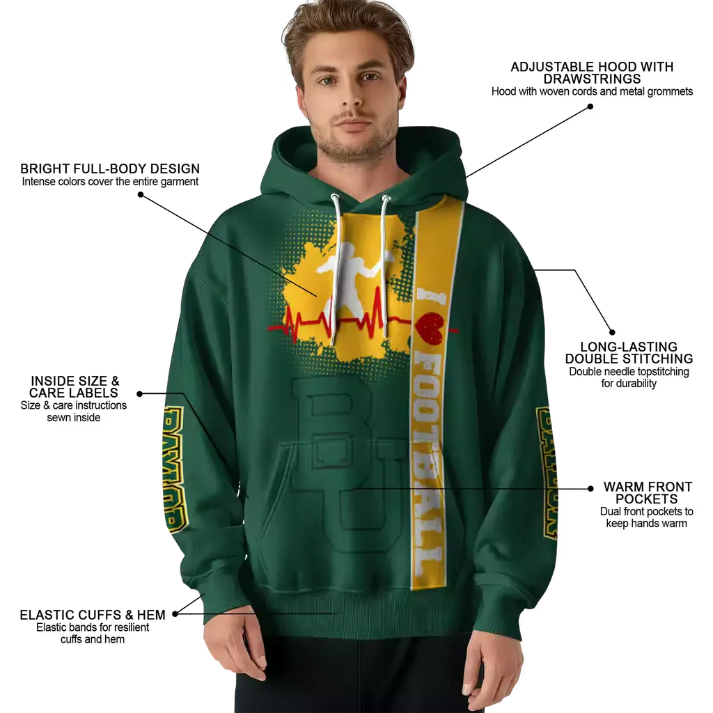 baylor bears football heartbeat green hoodie latest model baylor bears football heartbeat green hoodie latest model