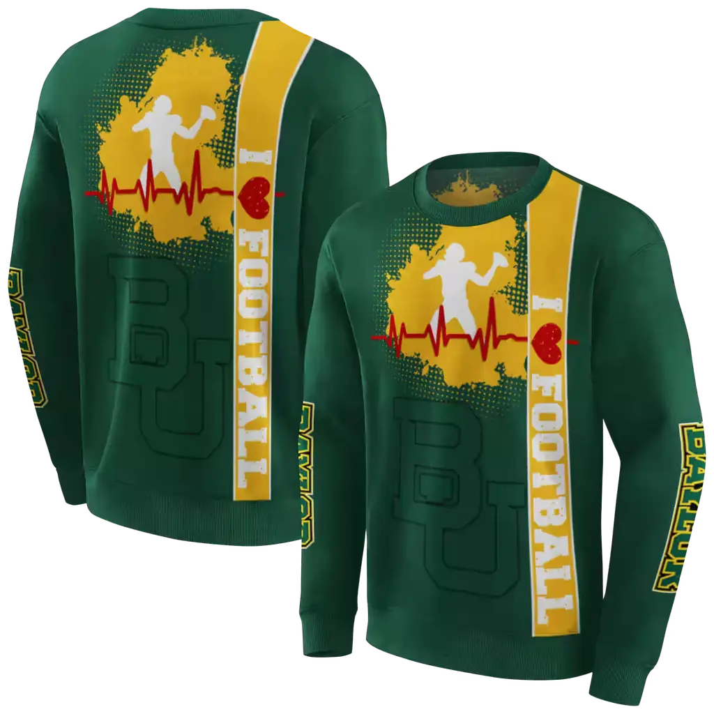baylor bears football heartbeat green hoodie premium grade baylor bears football heartbeat green hoodie premium grade