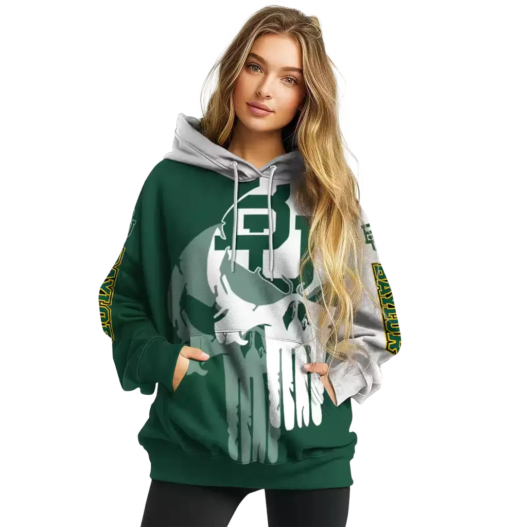 baylor bears graphic punisher green white hoodie high quality baylor bears graphic punisher green white hoodie high quality