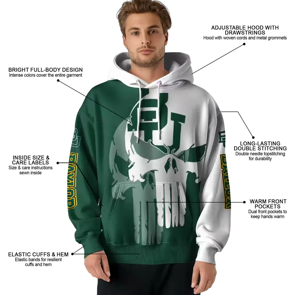 baylor bears graphic punisher green white hoodie latest model baylor bears graphic punisher green white hoodie latest model