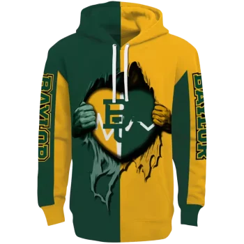 baylor bears heartbeat graphic green hoodie best selling