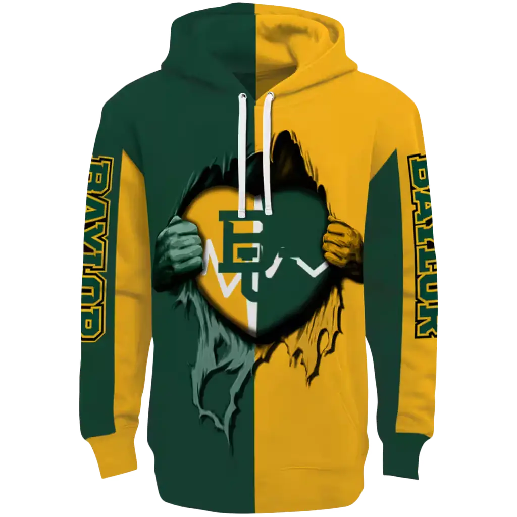 baylor bears heartbeat graphic green hoodie best selling baylor bears heartbeat graphic green hoodie best selling