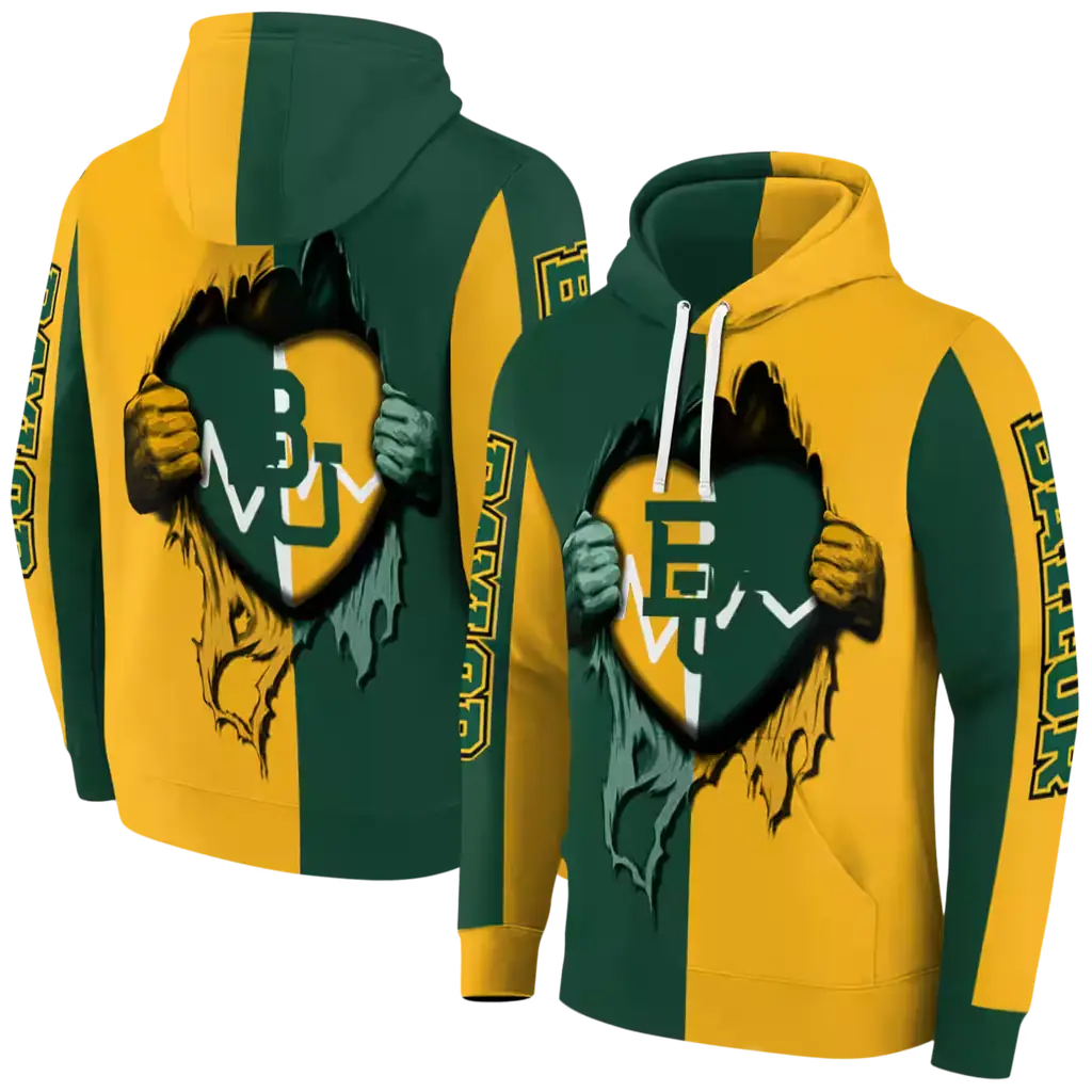 baylor bears heartbeat graphic green hoodie fashion forward baylor bears heartbeat graphic green hoodie fashion forward