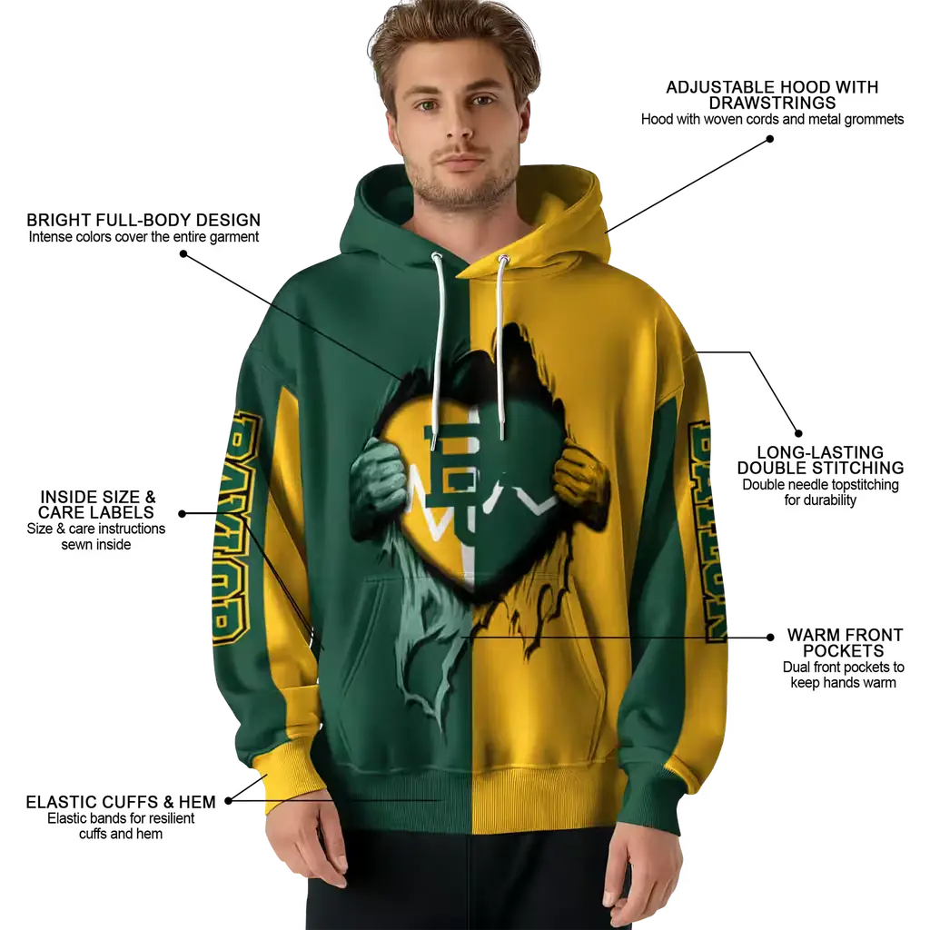 baylor bears heartbeat graphic green hoodie latest model baylor bears heartbeat graphic green hoodie latest model