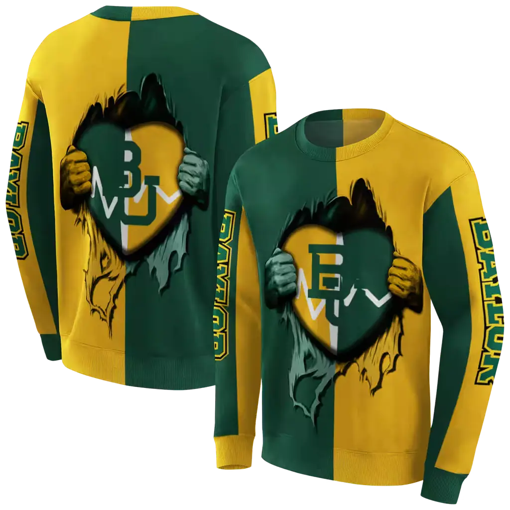 baylor bears heartbeat graphic green hoodie premium grade baylor bears heartbeat graphic green hoodie premium grade