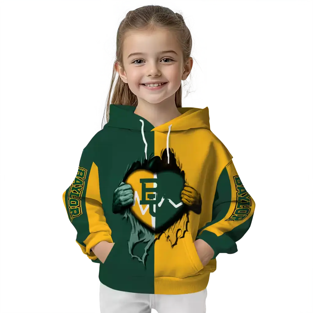 baylor bears heartbeat graphic green hoodie top rated baylor bears heartbeat graphic green hoodie top rated