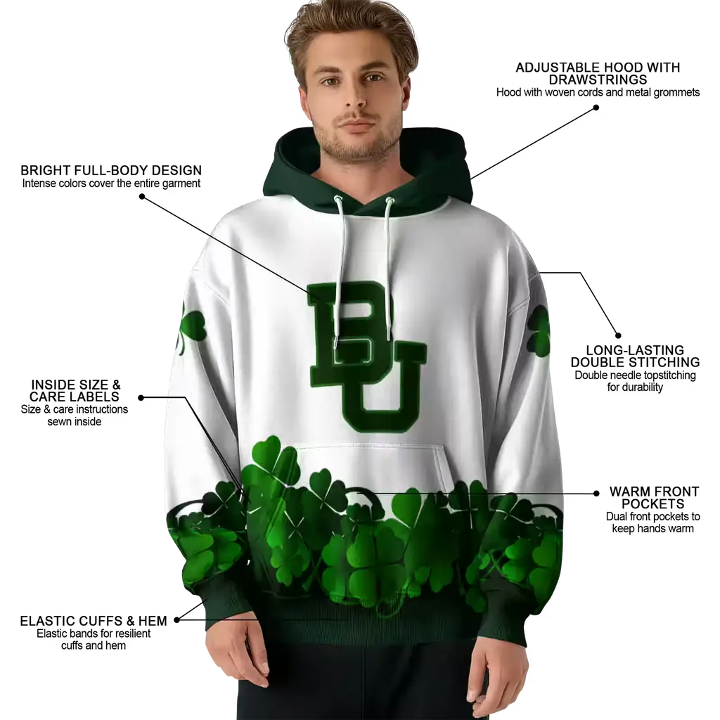 baylor bears lucky motif white green hoodie latest model baylor bears lucky motif white green hoodie latest model