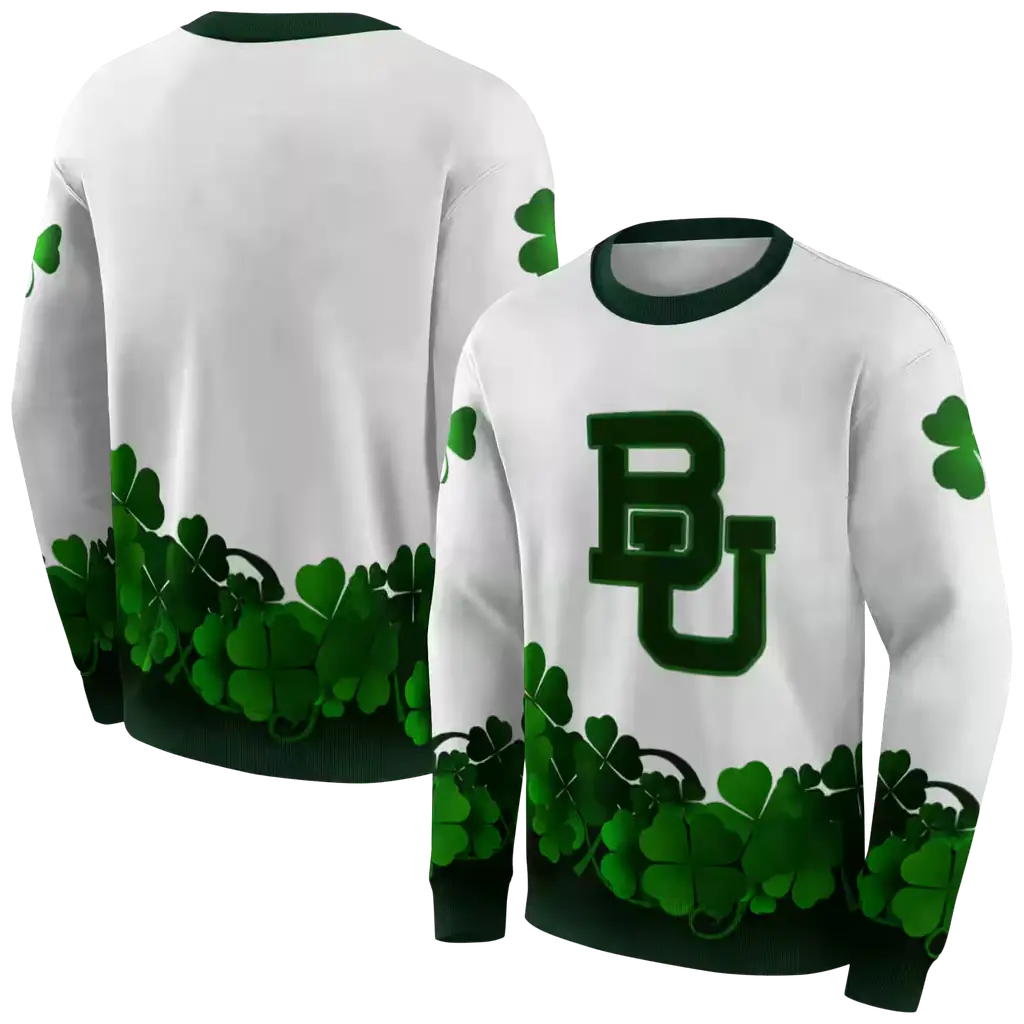 baylor bears lucky motif white green hoodie premium grade baylor bears lucky motif white green hoodie premium grade
