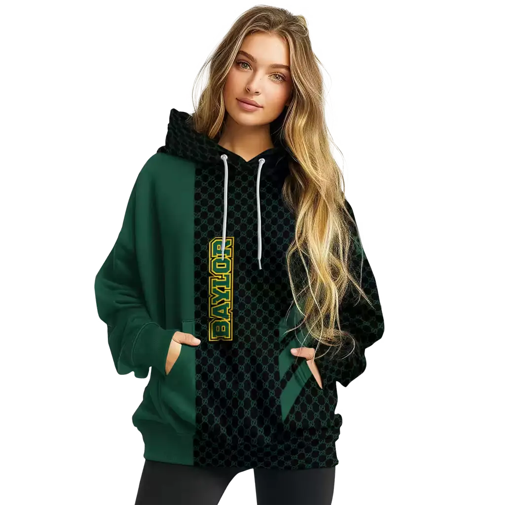 baylor bears monogram pattern green hoodie high quality baylor bears monogram pattern green hoodie high quality