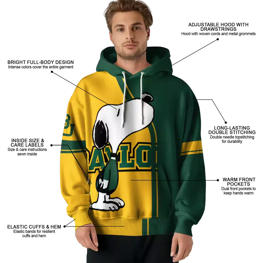baylor bears playful snoopy green hoodie latest model baylor bears playful snoopy green hoodie latest model