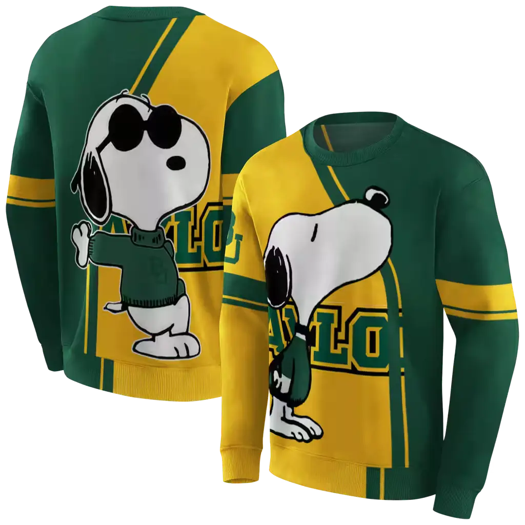 baylor bears playful snoopy green hoodie premium grade baylor bears playful snoopy green hoodie premium grade