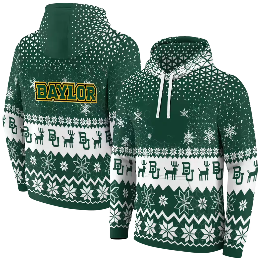 baylor bears reindeer motif green hoodie fashion forward baylor bears reindeer motif green hoodie fashion forward