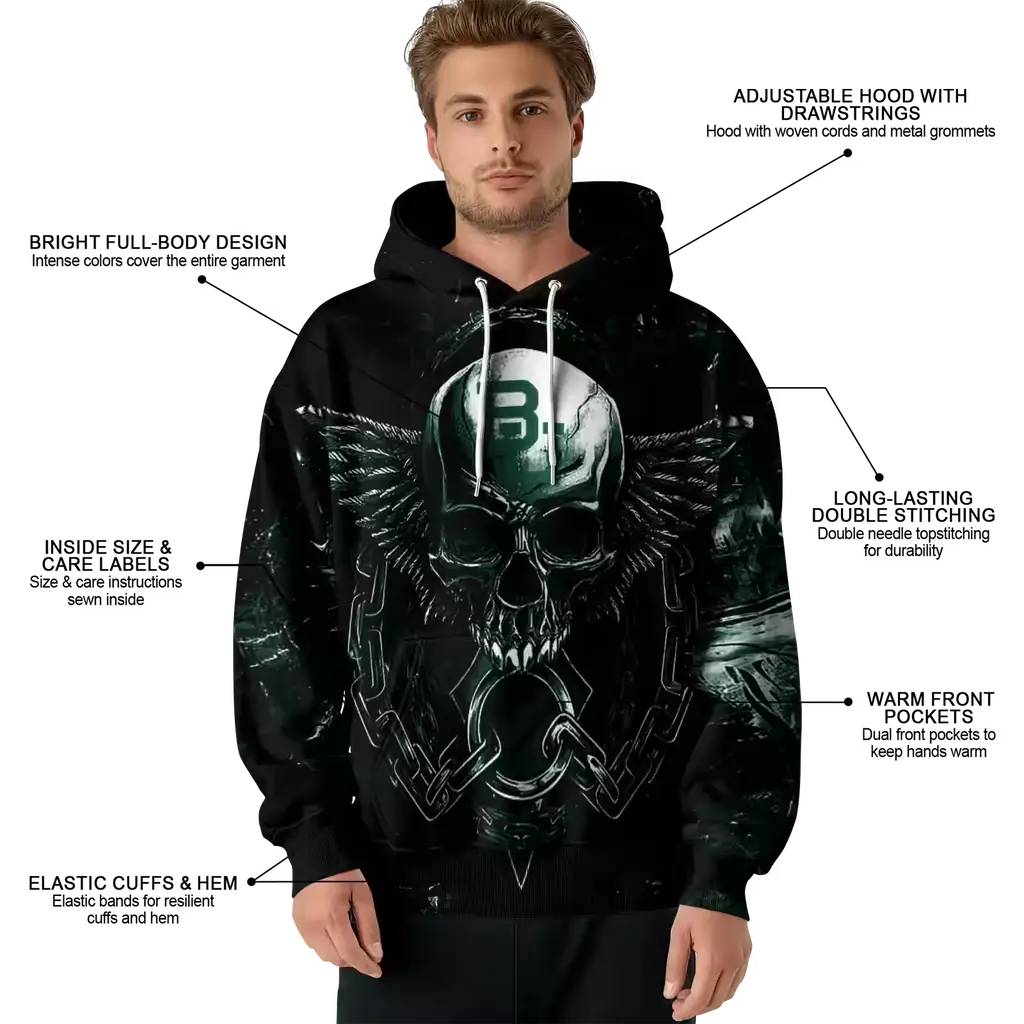 baylor bears skull artwork green black hoodie latest model baylor bears skull artwork green black hoodie latest model