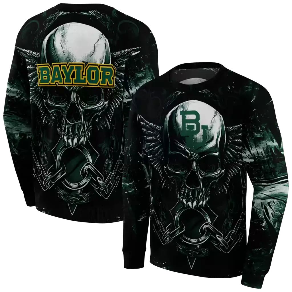 baylor bears skull artwork green black hoodie premium grade baylor bears skull artwork green black hoodie premium grade