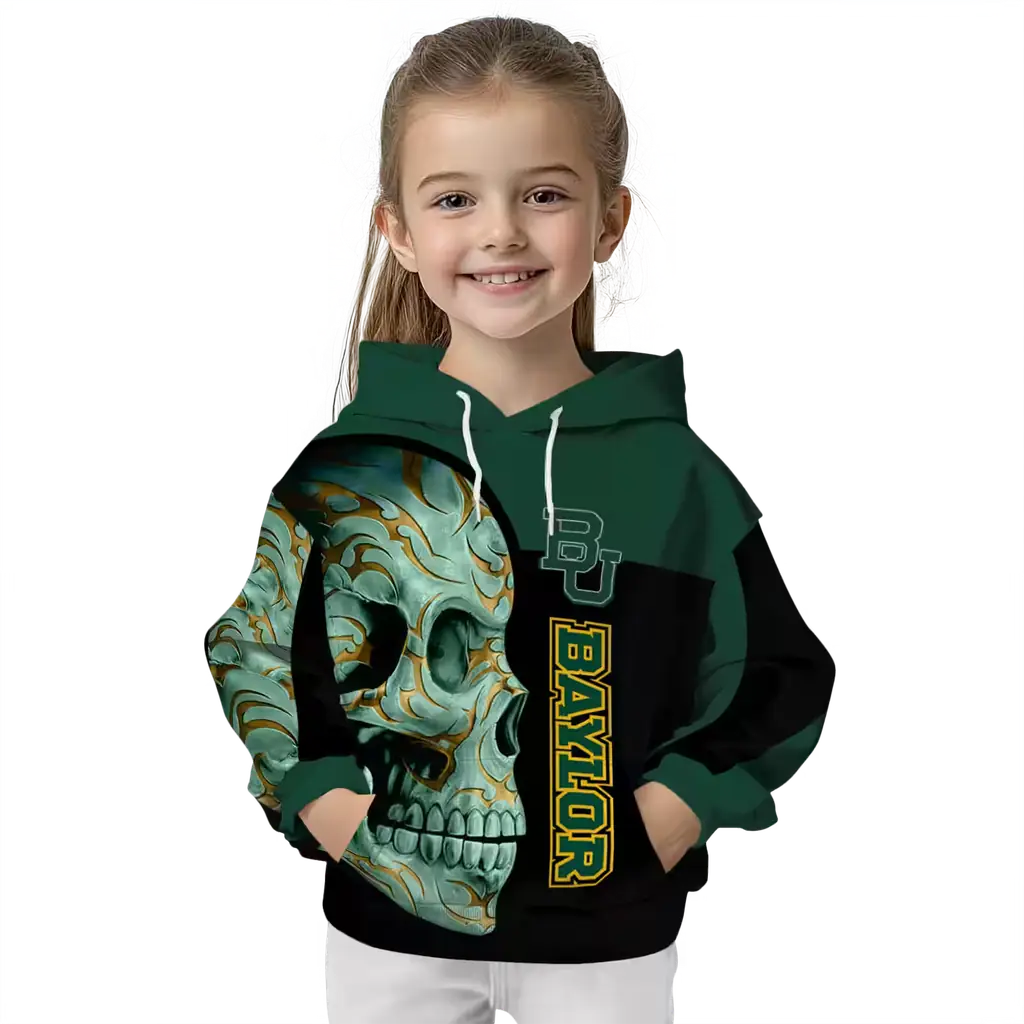 baylor bears skull motif green black hoodie top rated baylor bears skull motif green black hoodie top rated