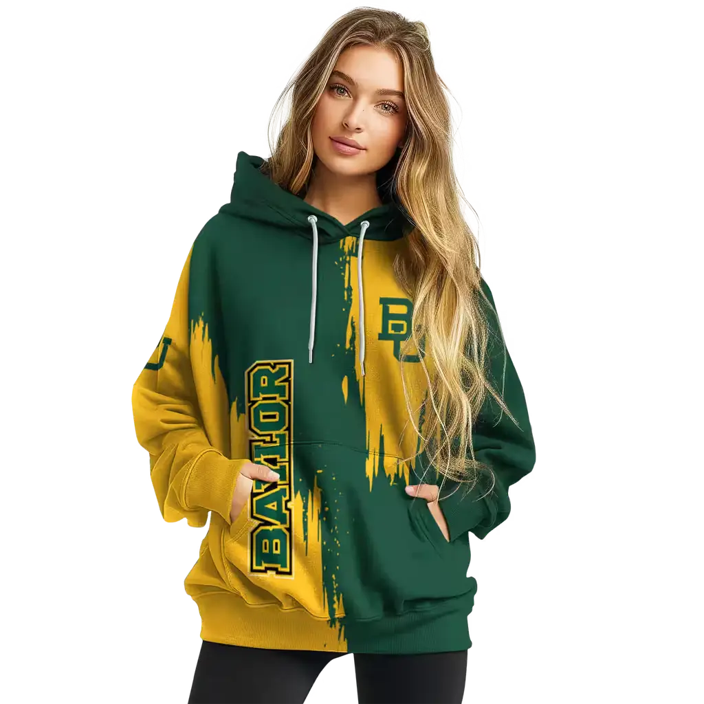 baylor bears splatter effect green hoodie high quality baylor bears splatter effect green hoodie high quality