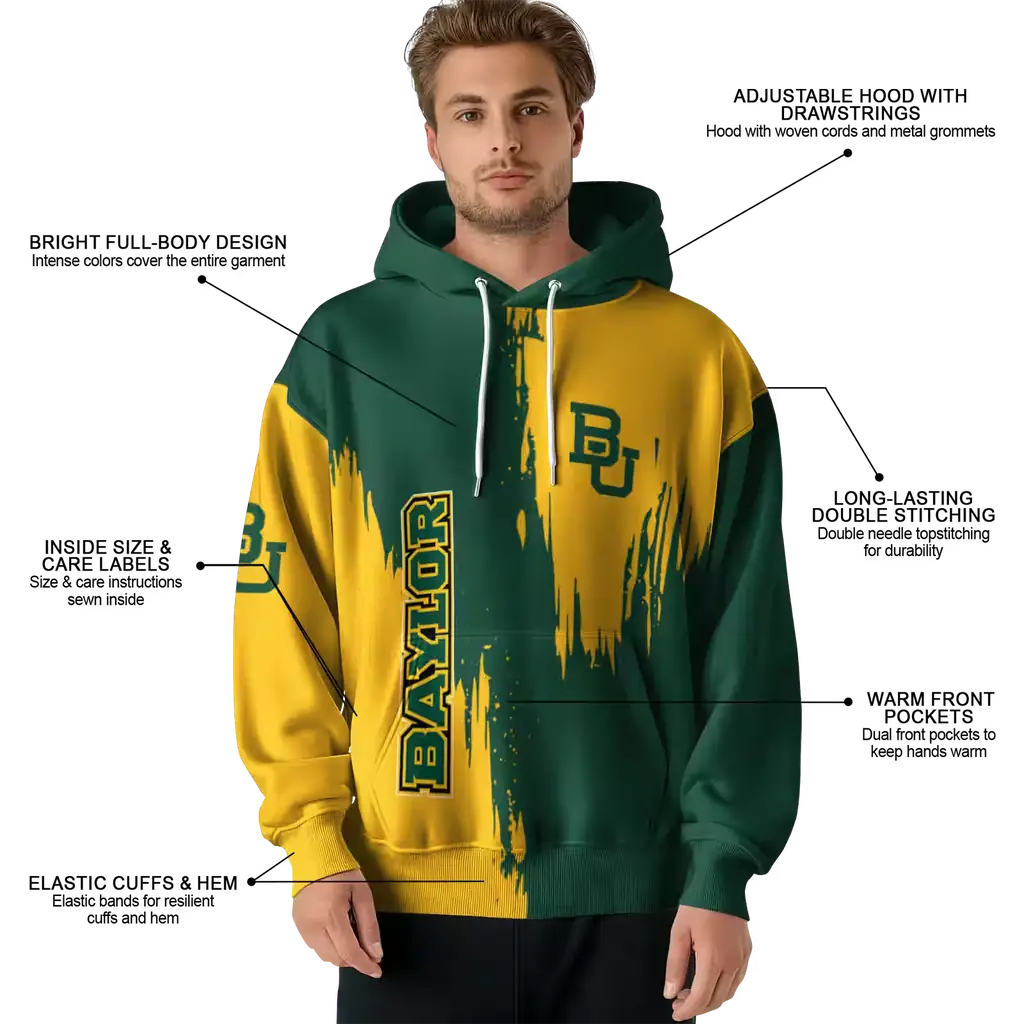 baylor bears splatter effect green hoodie latest model baylor bears splatter effect green hoodie latest model