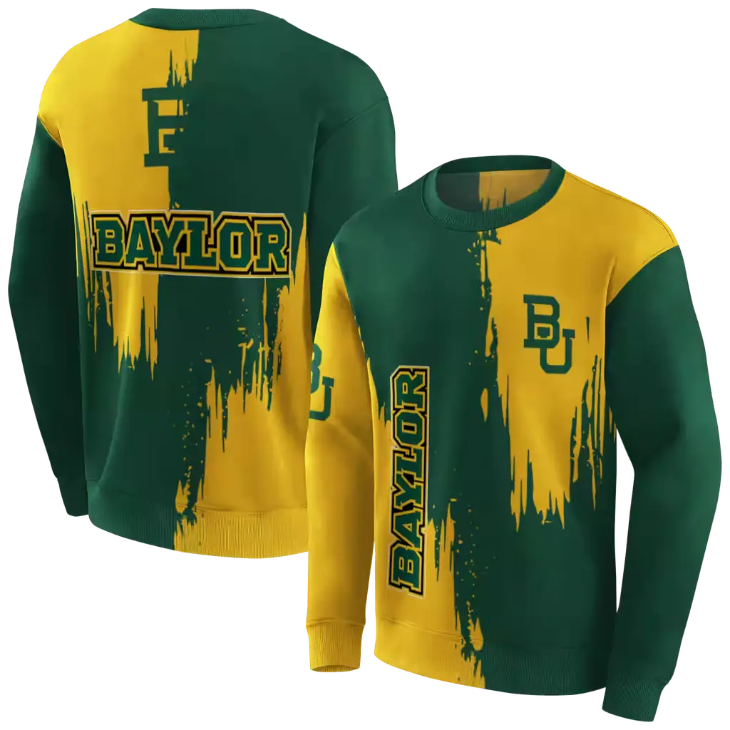 baylor bears splatter effect green hoodie premium grade baylor bears splatter effect green hoodie premium grade