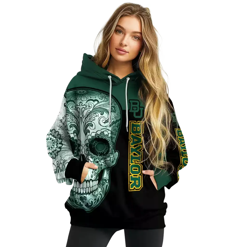 baylor bears sugar skull green black hoodie high quality baylor bears sugar skull green black hoodie high quality