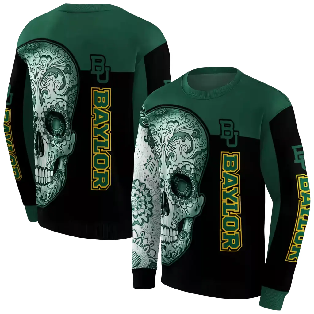 baylor bears sugar skull green black hoodie premium grade baylor bears sugar skull green black hoodie premium grade