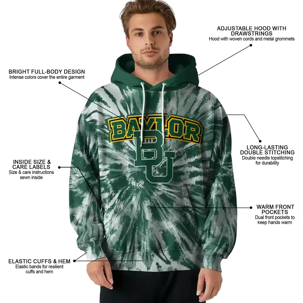 baylor bears tie dye pattern green hoodie latest model baylor bears tie dye pattern green hoodie latest model