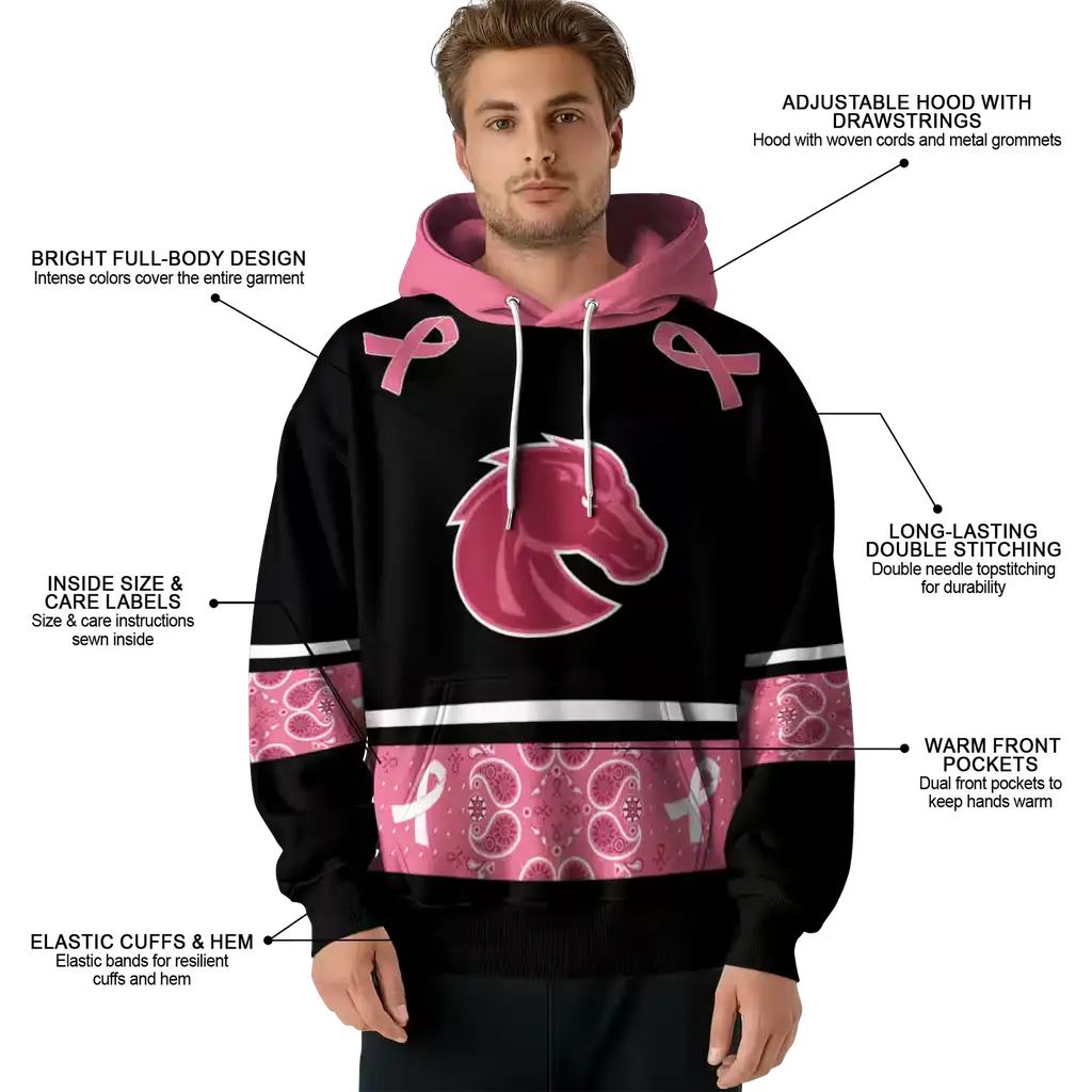 boise state broncos awareness ribbon black pink hoodie latest model boise state broncos awareness ribbon black pink hoodie latest model