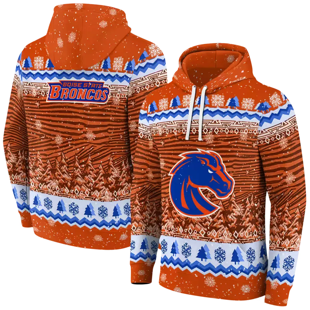 boise state broncos christmas trees orange hoodie fashion forward boise state broncos christmas trees orange hoodie fashion forward