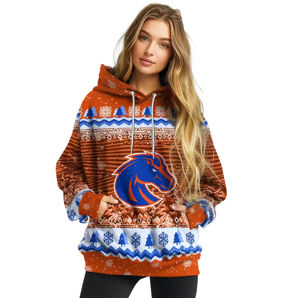 boise state broncos christmas trees orange hoodie high quality boise state broncos christmas trees orange hoodie high quality