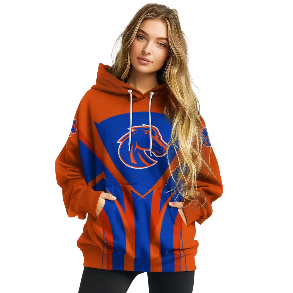 boise state broncos concentric lines orange black hoodie high quality boise state broncos concentric lines orange black hoodie high quality