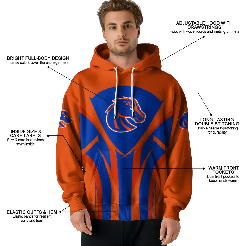 boise state broncos concentric lines orange black hoodie latest model boise state broncos concentric lines orange black hoodie latest model