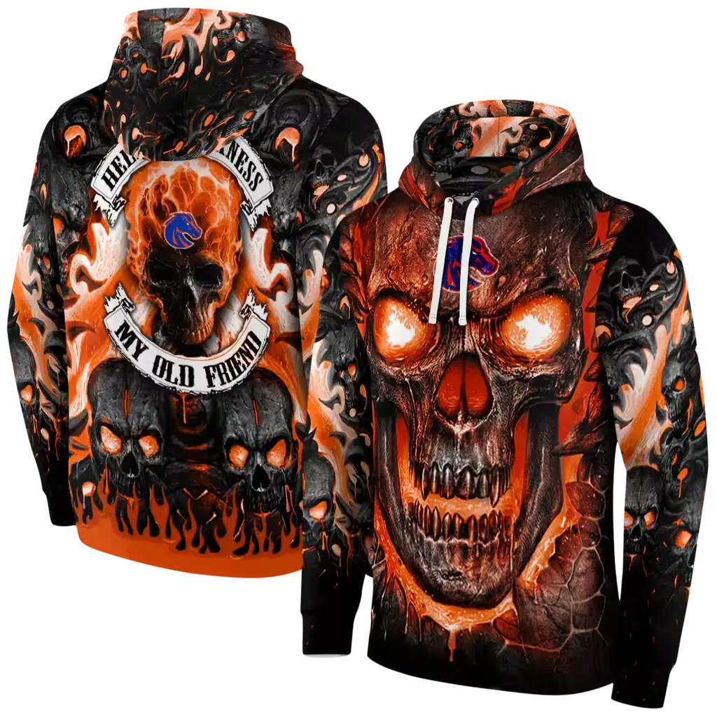 boise state broncos demonic skull orange black hoodie fashion forward boise state broncos demonic skull orange black hoodie fashion forward