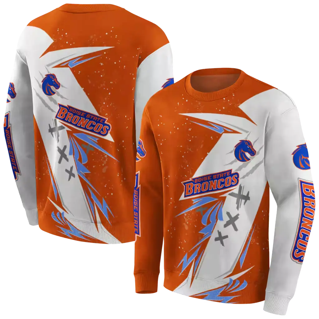 boise state broncos dynamic slash orange white hoodie premium grade boise state broncos dynamic slash orange white hoodie premium grade